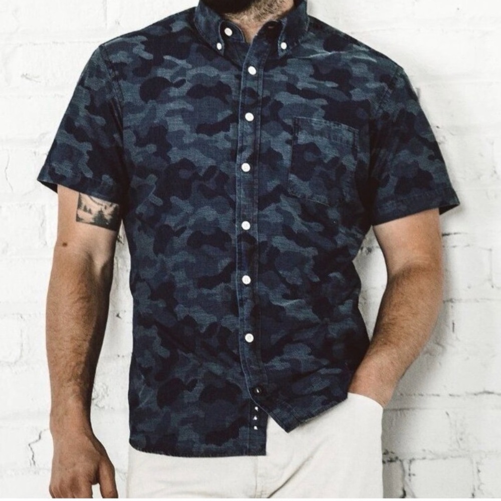 The Short Sleeve Jack in Indigo Jacquard Camo